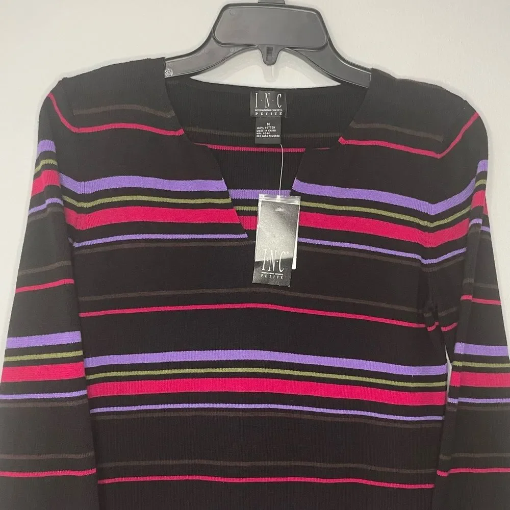 NWT INC International Concepts Women Striped Pullover Sweater Size MP